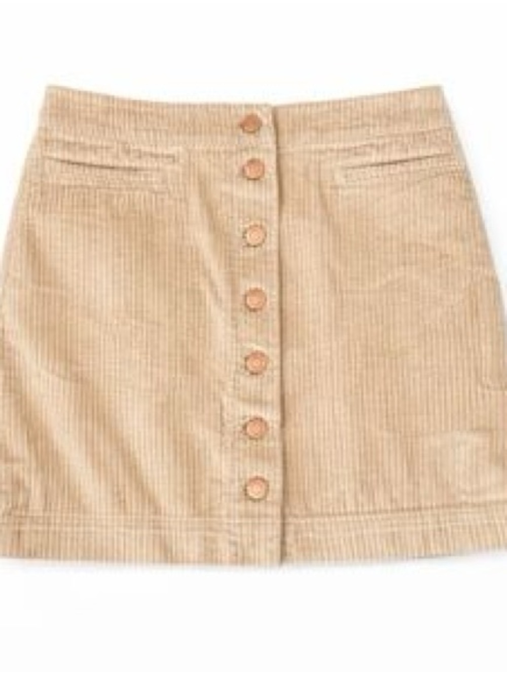 Wilfred Corduroy Button-Down A-Line Mini Skirt Beige Cream Sz 0 Great Condition